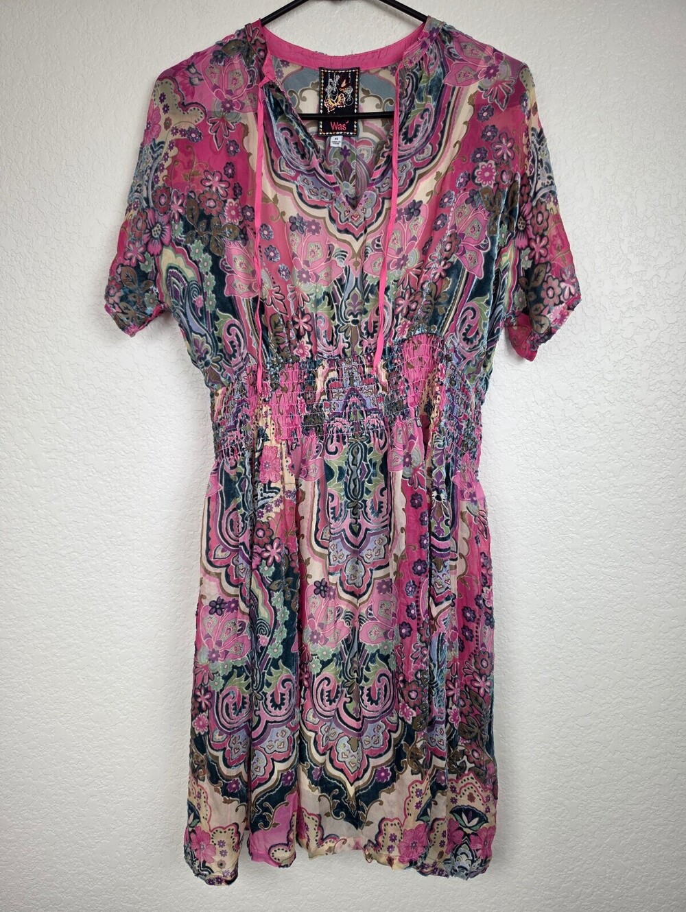 Johnny Was Pink Paisley Silk Blend Dress